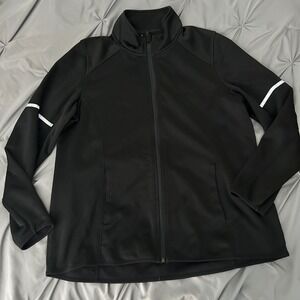 Black Athletic Track Jacket Full Zip Reflective Sleeve xersion XL No SIZE TAG‎